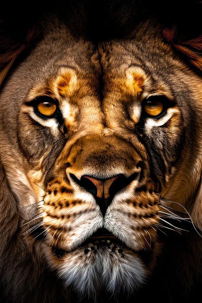 Lion Portrait Isolated Face, Animal II by Adrian Vieriu framed canvas print