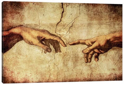 Creation Of Adam, Michelangelo's Frescoes Canvas Art Print - Adrian Vieriu