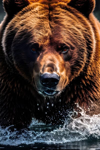 Large Photography - Canvas Prints: Bear Portrait, Face Animal In Water by Adrian Vieriu