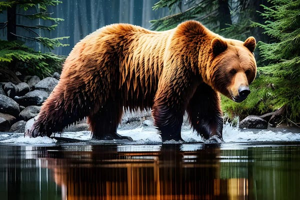 Grizzly Bears: Bear Animal In Water by Adrian Vieriu