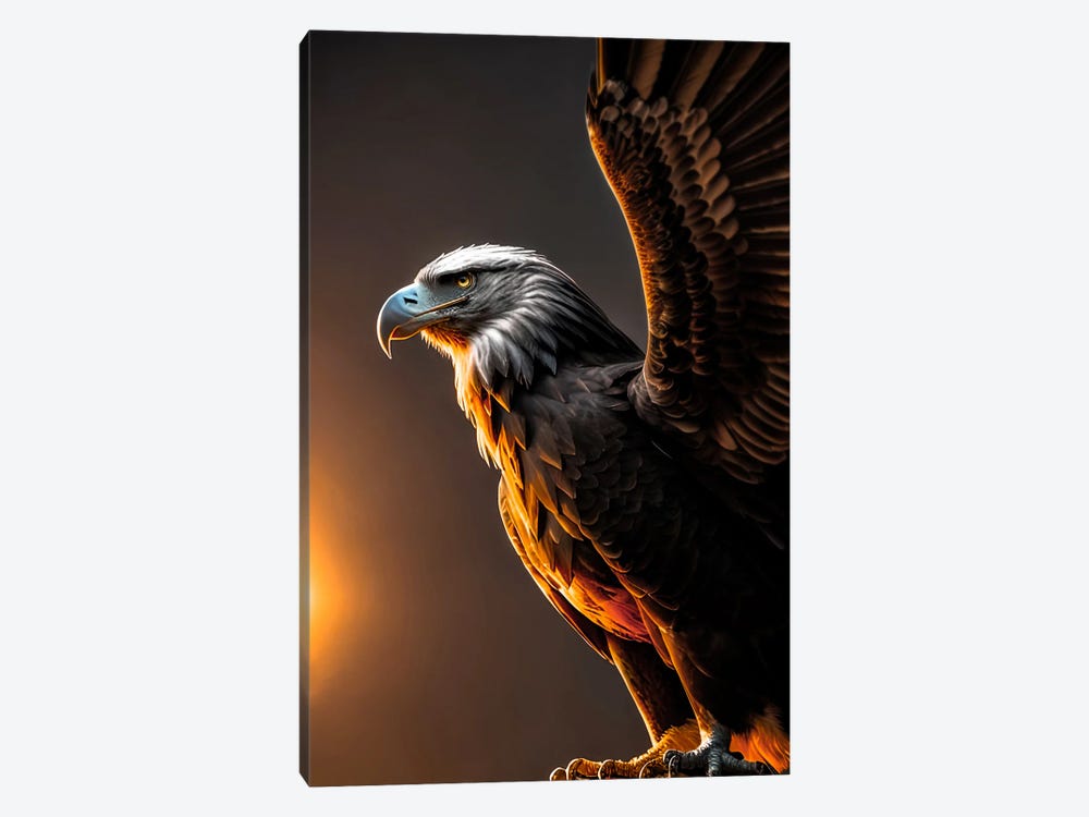Eagle With Open Wings In The Sunset by Adrian Vieriu 1-piece Canvas Print
