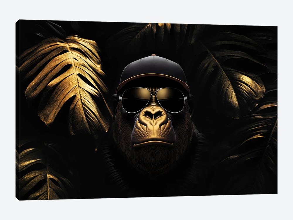 Animal Golden Gorilla Fashion With Glasses In The Forest by Adrian Vieriu 1-piece Canvas Print