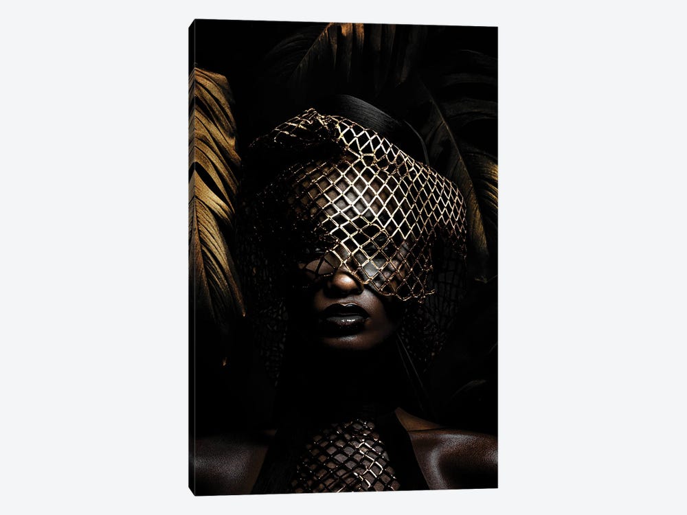 Fashion Black Woman Golden In The Forest by Adrian Vieriu 1-piece Canvas Wall Art