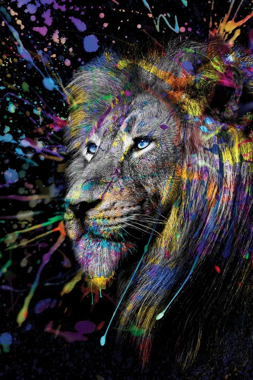 Head Lion Full Colors , Abstract Art by Adrian Vieriu wall art
