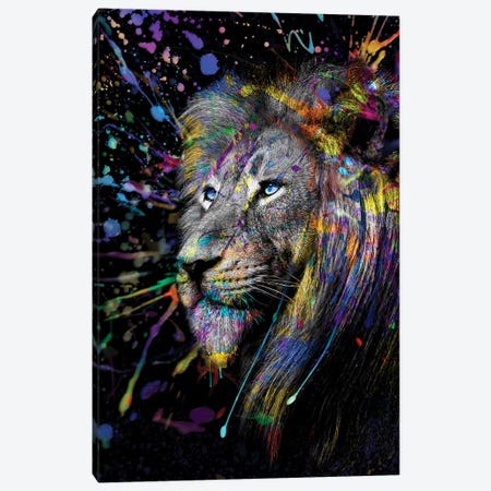 Head Lion Full Colors , Abstract Art Canvas Print #AVU52} by Adrian Vieriu Canvas Art