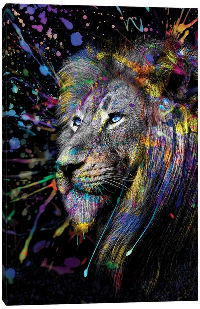Head Lion Full Colors , Abstract Art Canvas Art Print - Adrian Vieriu