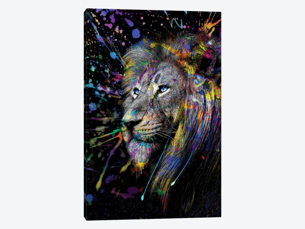 Head Lion Full Colors , Abstract Art by Adrian Vieriu 1-piece Canvas Art