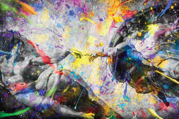 Creation Of Adam: Creation Of Adam, Michelangelo's Frescoes Splsh Of Color by Adrian Vieriu