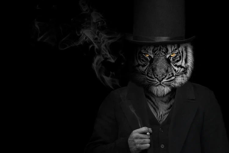 Man In The Form Of A Tiger Person Smoking