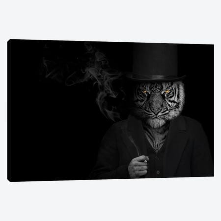 Man In The Form Of A Tiger Person Smoking Canvas Print #AVU61} by Adrian Vieriu Canvas Print