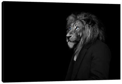 Man In The Form Of A Lion Person Looking Off Canvas Art Print - Adrian Vieriu