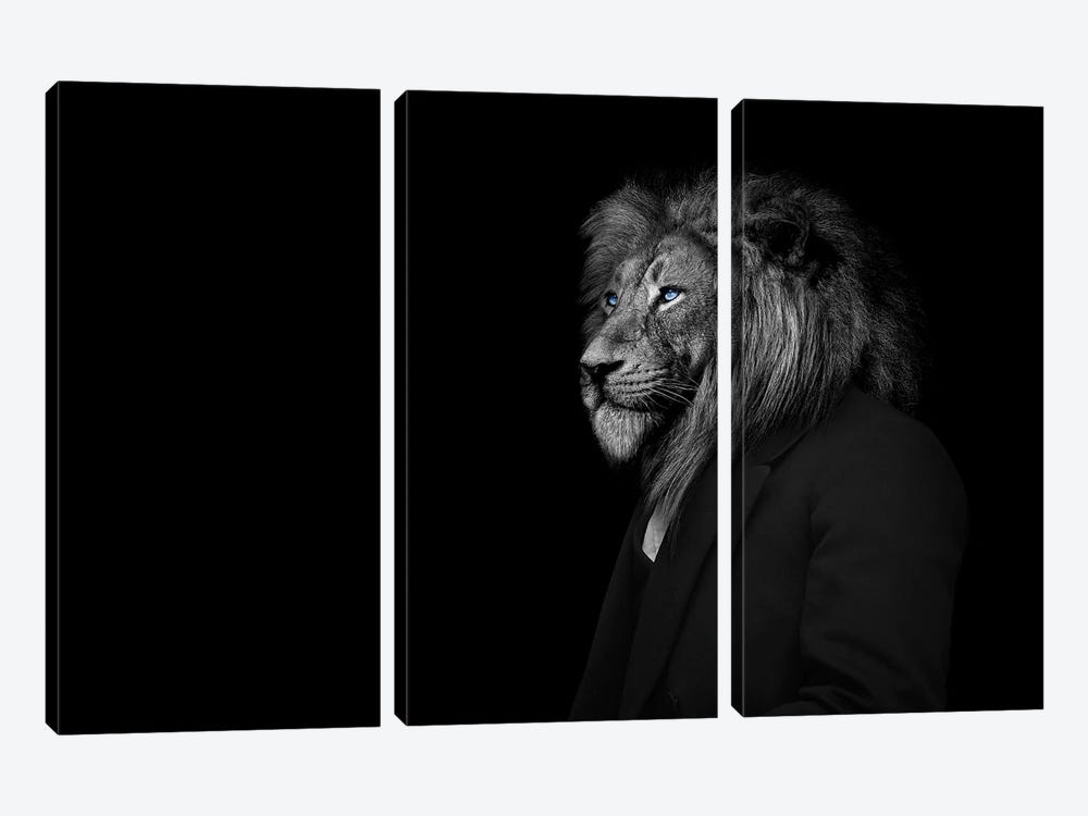 Man In The Form Of A Lion Person Looking Off by Adrian Vieriu 3-piece Canvas Art Print