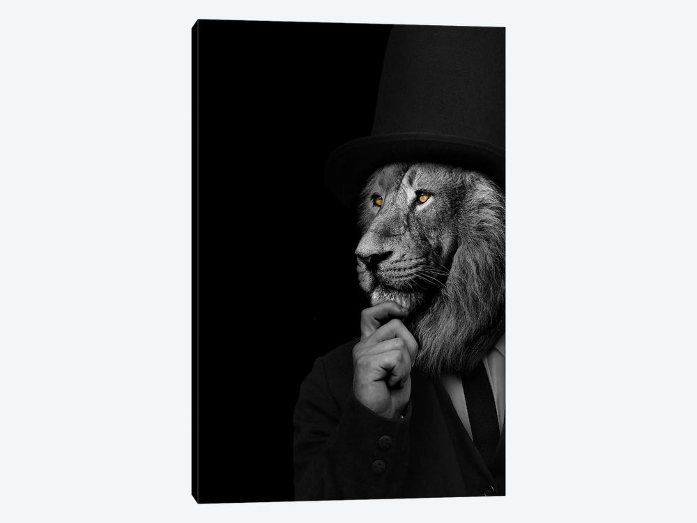Man In The Form Of A Lion Person Thinking by Adrian Vieriu 1-piece Canvas Art