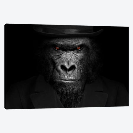 Man In The Form Of A Gorilla Person Close Up Staring Canvas Print #AVU64} by Adrian Vieriu Canvas Artwork