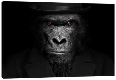 Man In The Form Of A Gorilla Person Close Up Staring Canvas Art Print - Adrian Vieriu