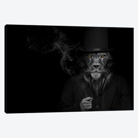 Man In The Form Of A Lion Person Smoking Staring Canvas Print #AVU67} by Adrian Vieriu Canvas Art
