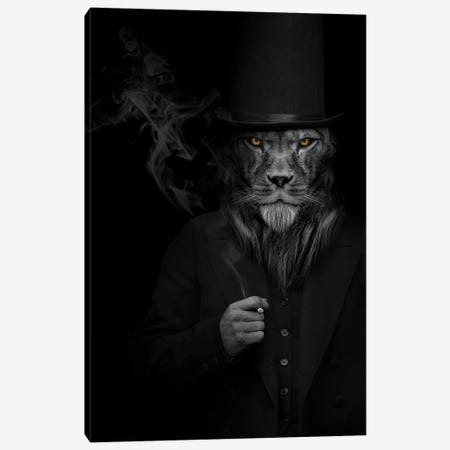 Man In The Form Of A Lion Person Smoking Animal Canvas Print #AVU70} by Adrian Vieriu Canvas Art