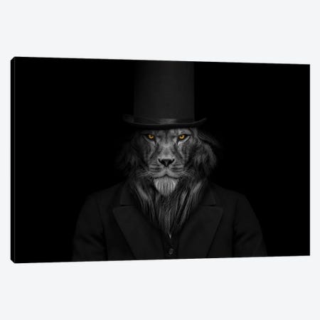 Man In The Form Of A Lion Smoking Fiery Stare Canvas Print #AVU73} by Adrian Vieriu Canvas Art