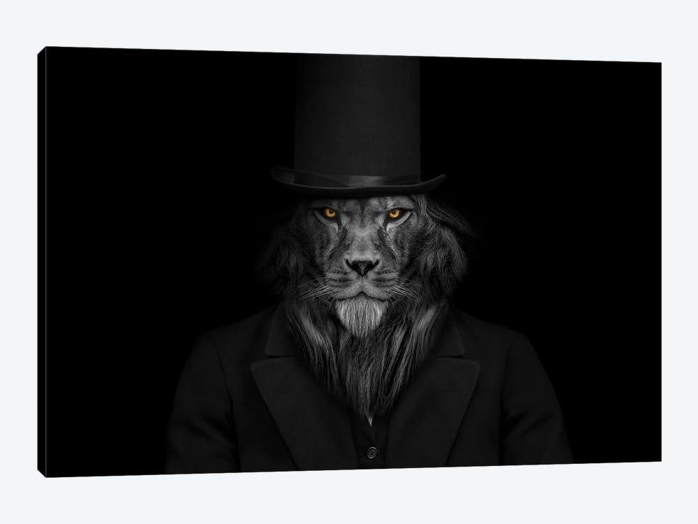 Man In The Form Of A Lion Smoking Fiery Stare by Adrian Vieriu 1-piece Art Print