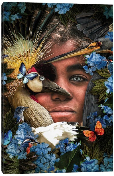 Blue Eyes Girl In Nature Canvas Art Print - Wild Spirit