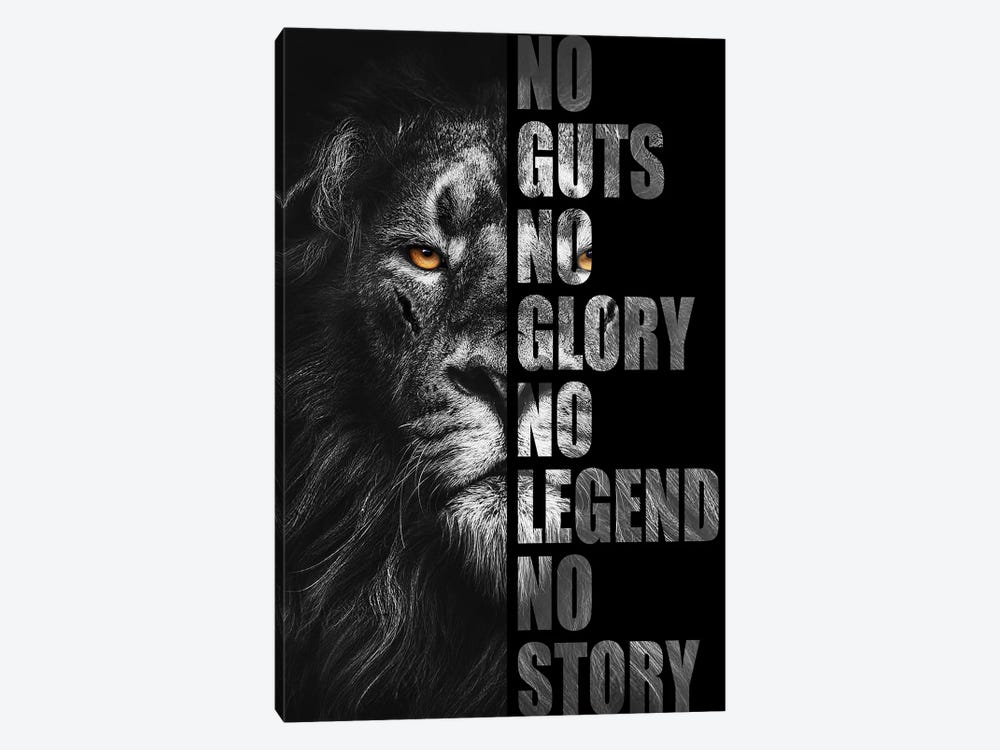 No Guts, No Glory… - Lion Black And White by Adrian Vieriu 1-piece Canvas Print