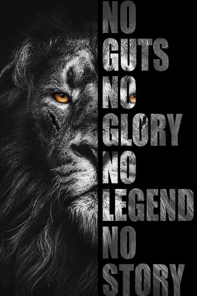 Giclee Features: No Guts, No Glory… - Lion Black And White by Adrian Vieriu