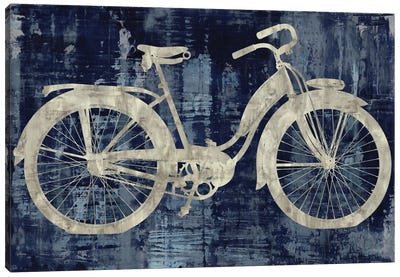 Vintage Ride In Blue Canvas Art Print - Bicycle Art