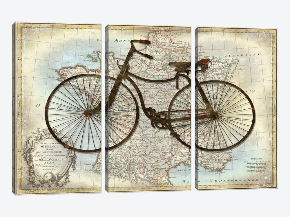 Bike France by Amanda Wade 3-piece Canvas Print