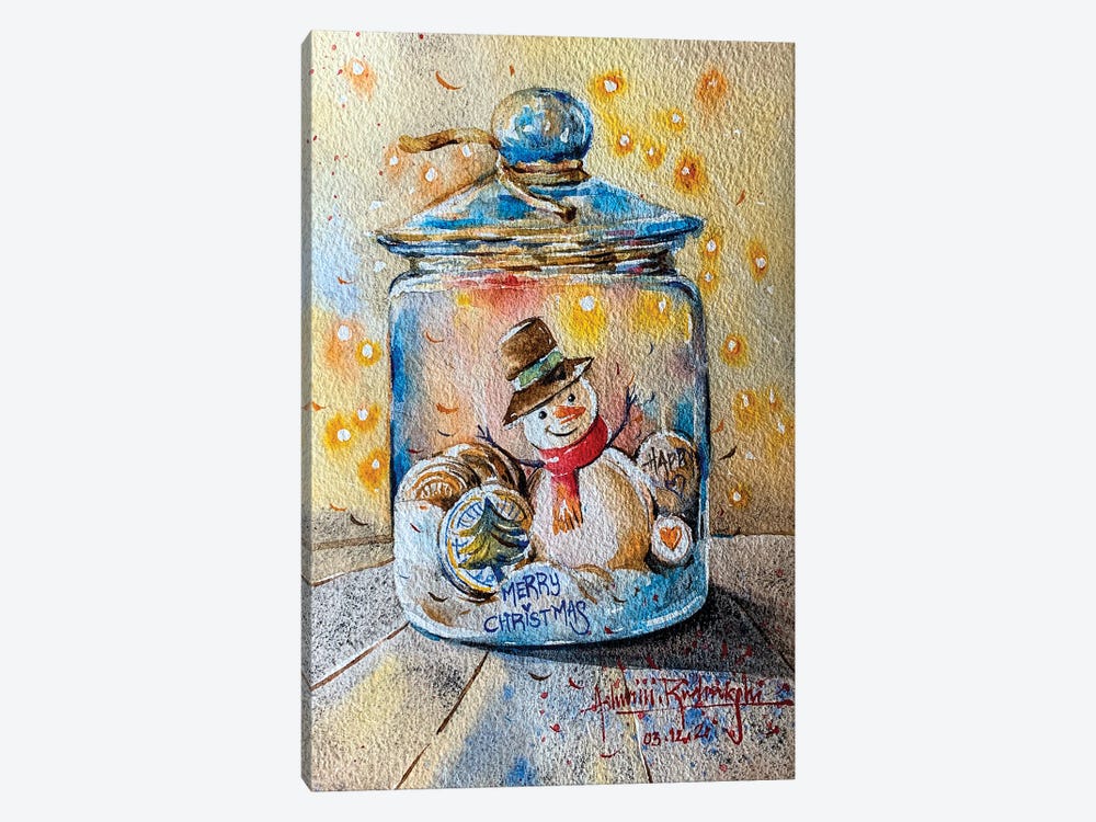 Snowman In Jar by Ashwini Rudraksi 1-piece Canvas Art