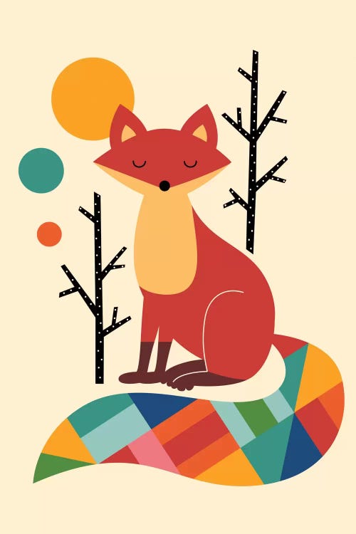 Rainbow Fox by Andy Westface wall art