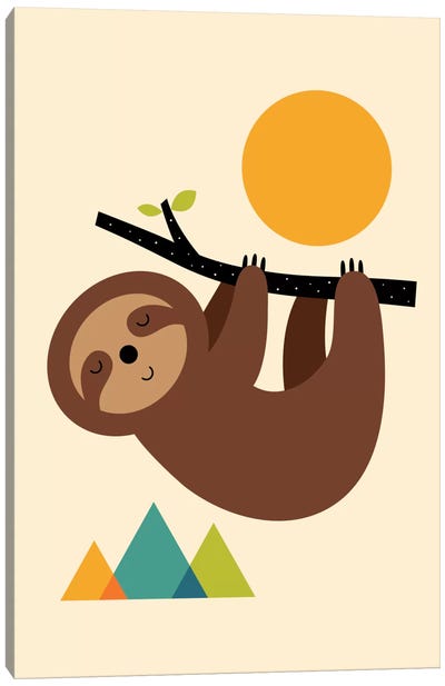Keep Calm And Live Slow Canvas Art Print - Sloth Art