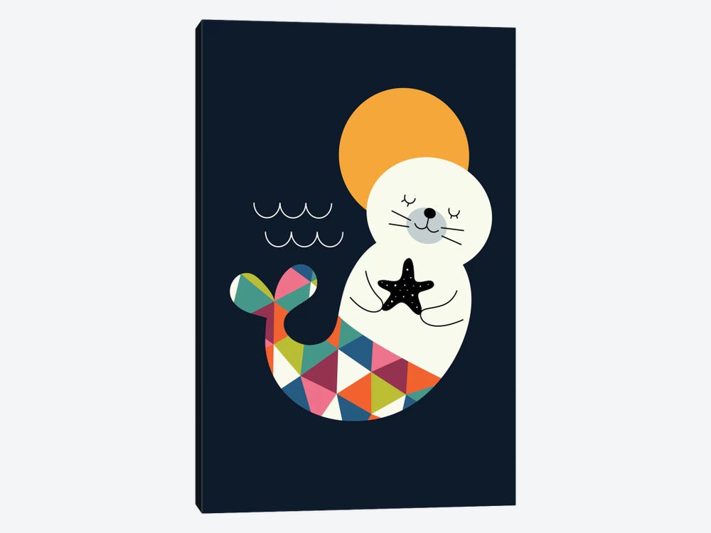 Seal Mermaid by Andy Westface 1-piece Canvas Art Print