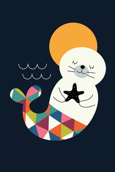 Kids Ocean Life Art: Seal Mermaid by Andy Westface