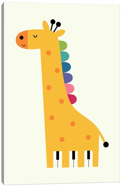Giraffe Piano Canvas Art Print - Kids' Space