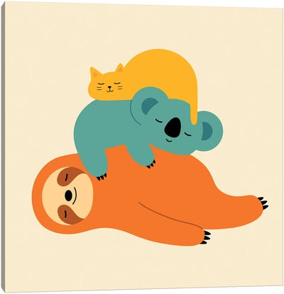 Being Lazy Canvas Art Print - Sloth Art