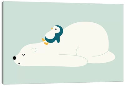 Time To Chill Canvas Art Print - Penguin Art