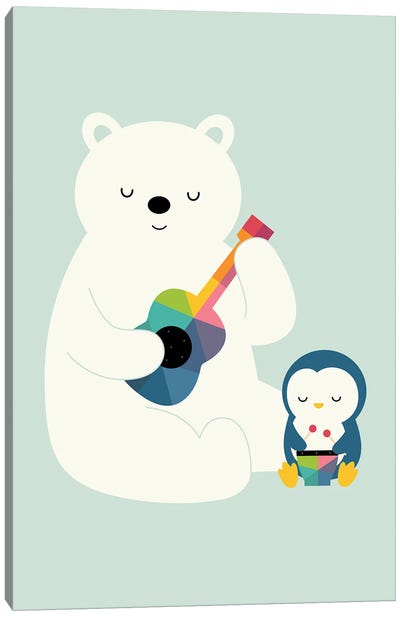 A Little Band Canvas Art Print - Polar Bear Art