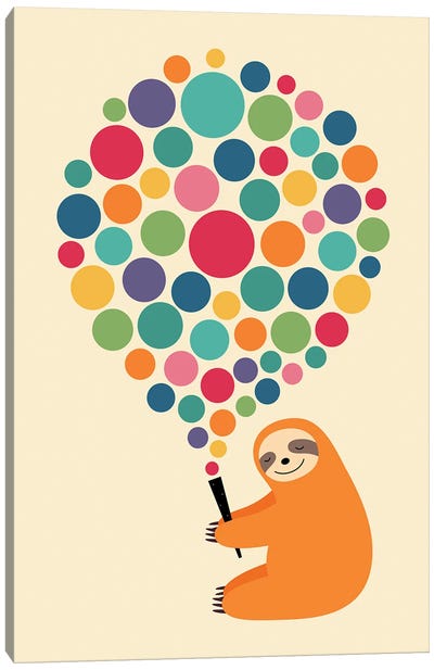 Cheer Canvas Art Print - Sloth Art