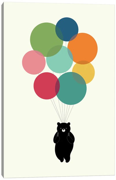 Happy Landing Canvas Art Print - Black Bear Art