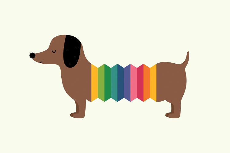 Rainbow Dooooog by Andy Westface wall art