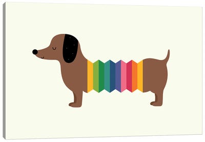Rainbow Dooooog Canvas Art Print - Dachshund Art