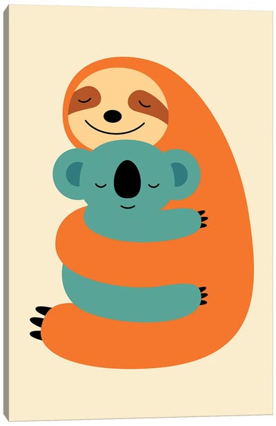 Stick Together Canvas Art Print - Sloth Art