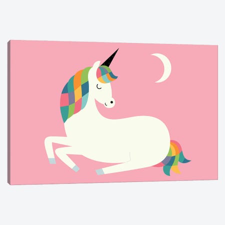 Unicorn Happiness Canvas Print #AWE89} by Andy Westface Canvas Artwork