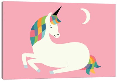 Unicorn Happiness Canvas Art Print - Kids Fantasy Art