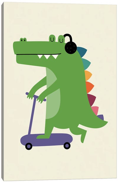 Croco Scooter Canvas Art Print - Crocodile & Alligator Art