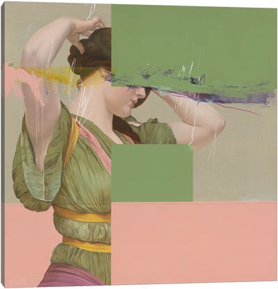 Godwards Julia Canvas Art Print - Green & Pink Art