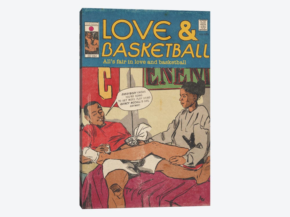 Love And Basketball - Amacie Comix by Amanda Whitehurst 1-piece Canvas Art