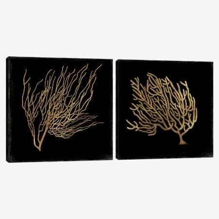 Gold Coral Diptych Canvas Print Set #AWI2HSET001} by Aimee Wilson Art Print