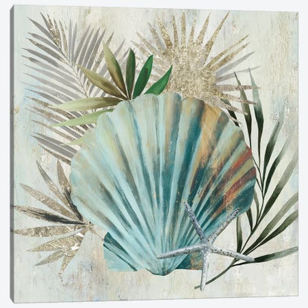 Turquoise Shell I Canvas Print #AWI372} by Aimee Wilson Canvas Artwork