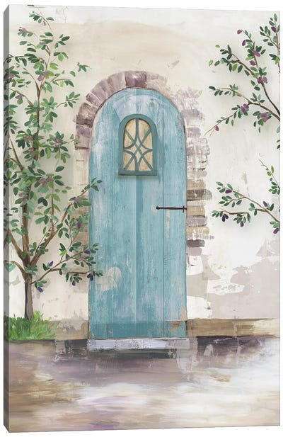 Arch Door With Olive Tree Canvas Art Print - Olive Tree Art